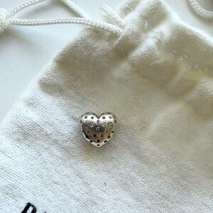 Retired Pandora Sterling Silver Heart Charm with czs
